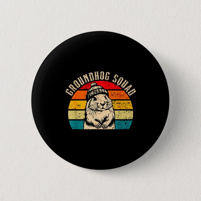 Happy Groundhog Day 2025 Groundhog Squad Woodchuck Button (Vorderseite)
