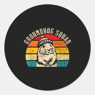 Happy Groundhog Day 2025 Groundhog Squad Woodchuck Runder Aufkleber