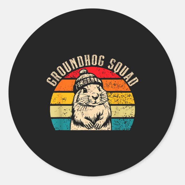 Happy Groundhog Day 2025 Groundhog Squad Woodchuck Runder Aufkleber (Vorderseite)