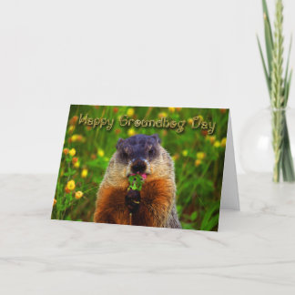 Happy Groundhog Day Eating Blume Karte