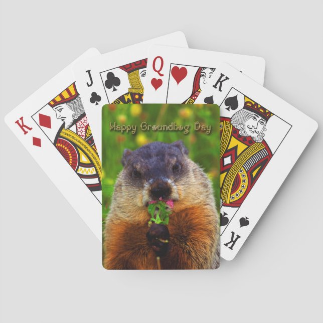 Happy Groundhog Day Eating Blume Spielkarten (Rückseite)