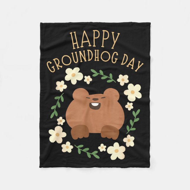Happy Groundhog Day - Funny Celebration  Fleecedecke (Vorderseite)