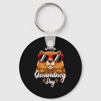 Happy Groundhog Day Funny Groundhog Sungles Cute K Schlüsselanhänger