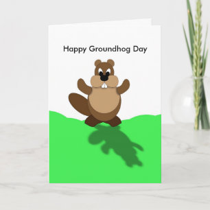 Happy Groundhog Day, Groundhog Arms Up Karte