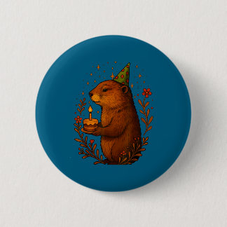 Happy Groundhog Day Holiday Funny Groundhound Birt Button