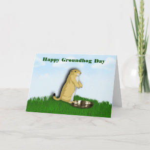 Happy Groundhog Day mit Erdhockschatten auf Gras Karte