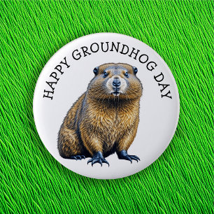Happy Groundhog Day Niedlich Holiday Button