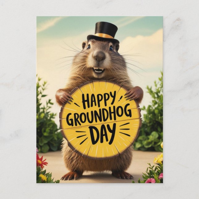 Happy Groundhog Day Postkarte (Vorderseite)
