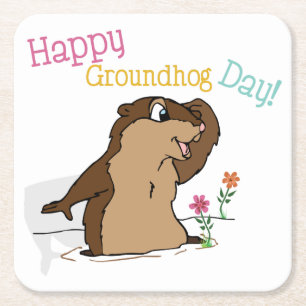 Happy Groundhog Day Rechteckiger Pappuntersetzer