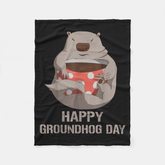 Happy Groundhog Day Tee Funny Coffee Lover Retro M Fleecedecke (Vorderseite)