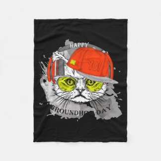 Happy Groundhog Day With Cat Lovers Fleecedecke