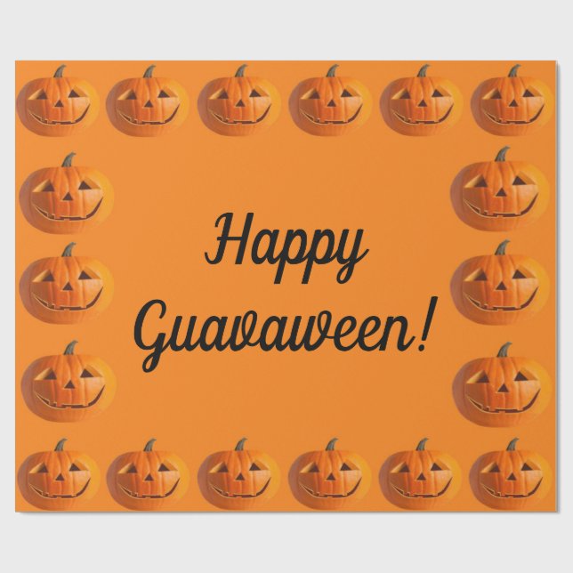 Happy Guavaween Jack-O-Lanterns Wrapping Paper Geschenkpapier (Flach)