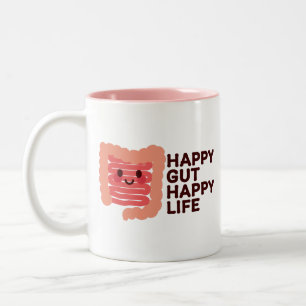 Happy Gut, glückliches Leben - Niedliches Lächeln Zweifarbige Tasse