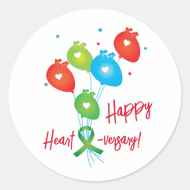 Happy Haert-Jubiläum Transplant Balloons Runder Aufkleber (Vorderseite)