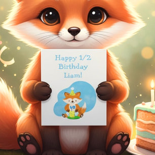 Happy Halb Geburtstag Son Baby Fox mit Geburtstag Karte