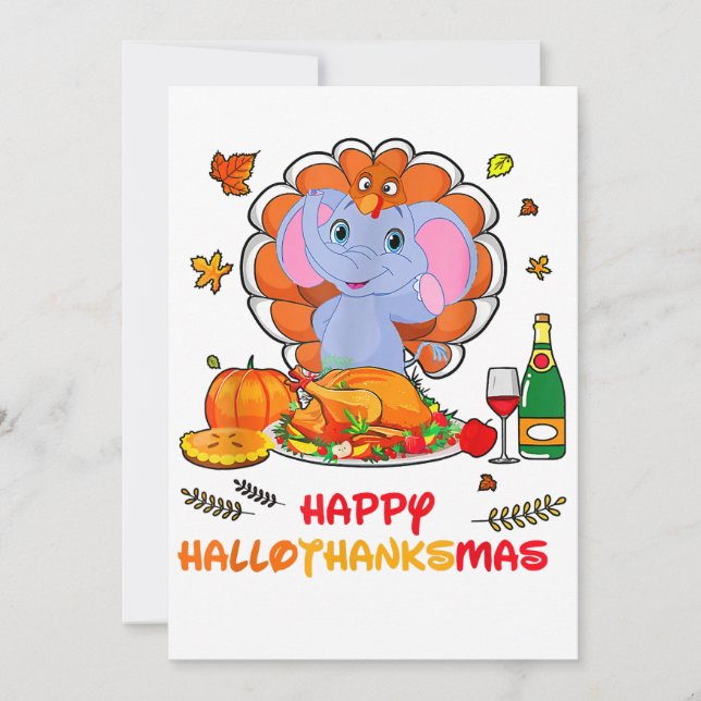 Happy Hallo Elephant Drink Wein Danke Geschenk Ankündigung (Vorderseite)