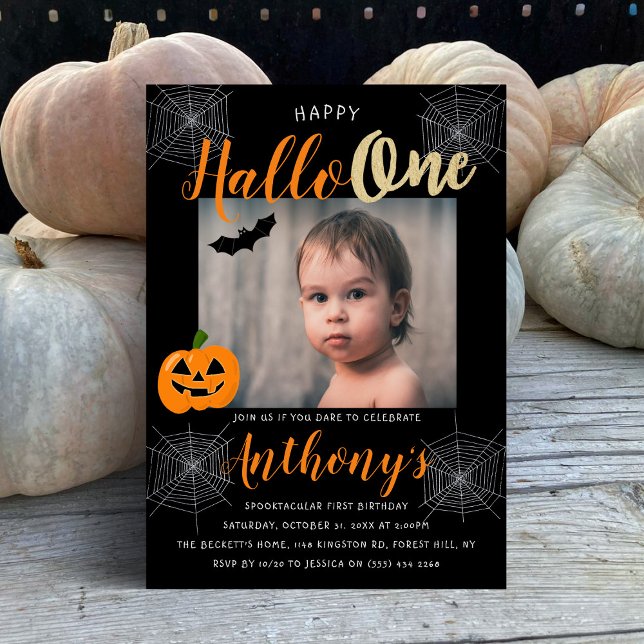 Happy Hallo-one Halloween 1. Geburtstag Foto Einladung (Von Creator hochgeladen)