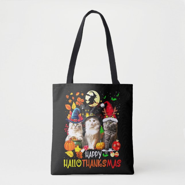 Happy HalloDankeMas Cats Tasche (Vorderseite)