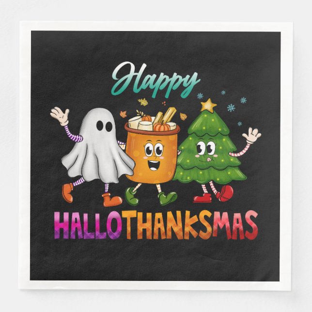 Happy HalloDankeMas Funny Dark Serviette (Vorderseite)