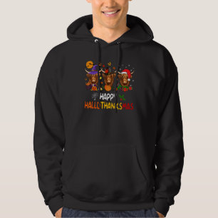 Happy HalloDankeMas Funny Santa Cow Halloween Tha Hoodie