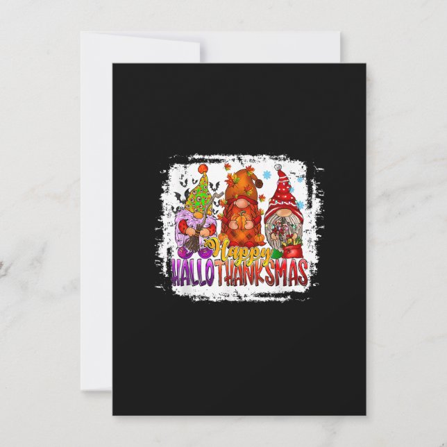 Happy HalloDankeMas Gnome Halloween Weihnachten al Einladung (Vorderseite)