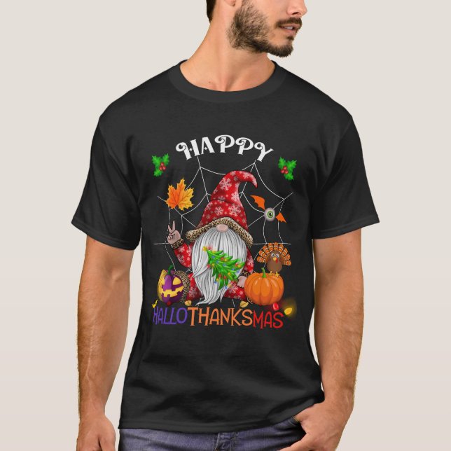 Happy HalloDankeMas Gnome T-Shirt (Vorderseite)