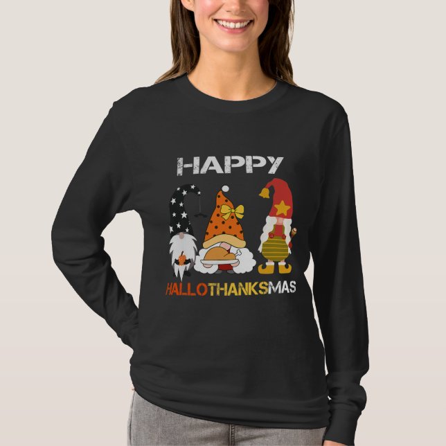 Happy HalloDankeMas Gnomes Halloween T-Shirt (Vorderseite)