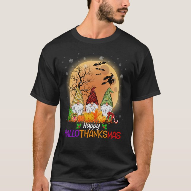 Happy HalloDankeMas Gnomes T-Shirt (Vorderseite)