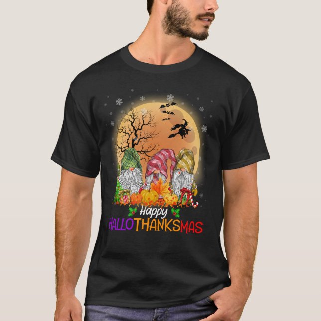 Happy HalloDankeMas Gnomes T-Shirt (Vorderseite)