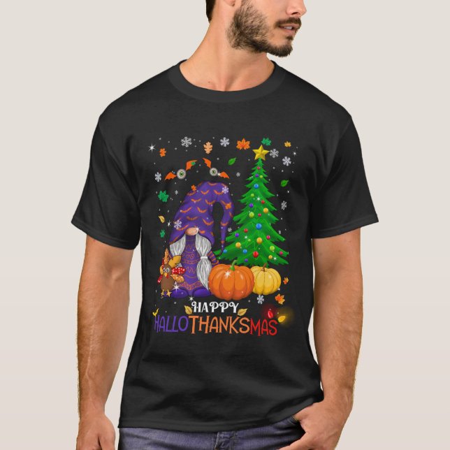Happy HalloDankeMas Gnomes T-Shirt (Vorderseite)
