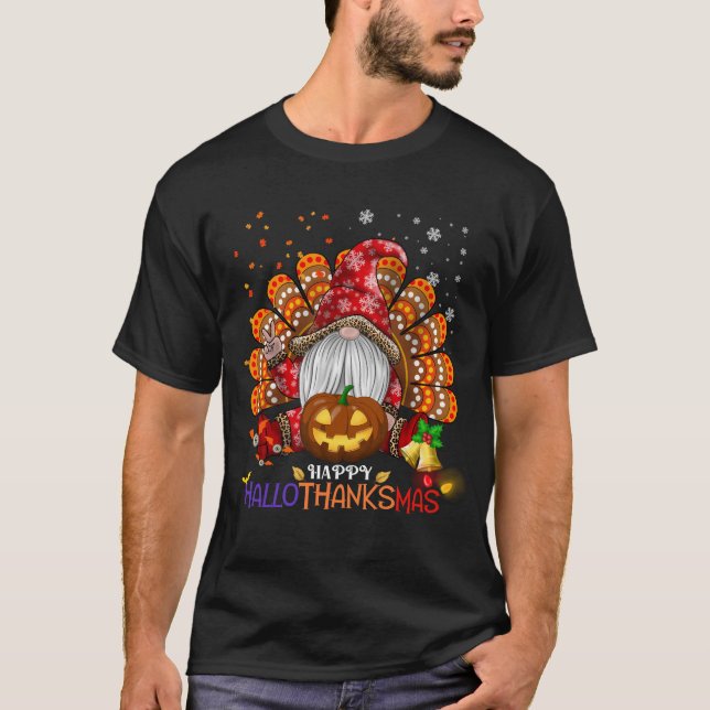Happy HalloDankeMas Gnomes T-Shirt (Vorderseite)