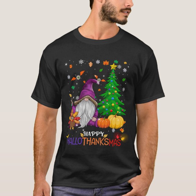 Happy HalloDankeMas Gnomes T-Shirt (Vorderseite)