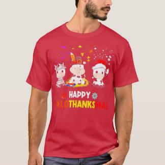 Happy HalloDankeMas Santa Cow Halloween Thanksgiv T-Shirt