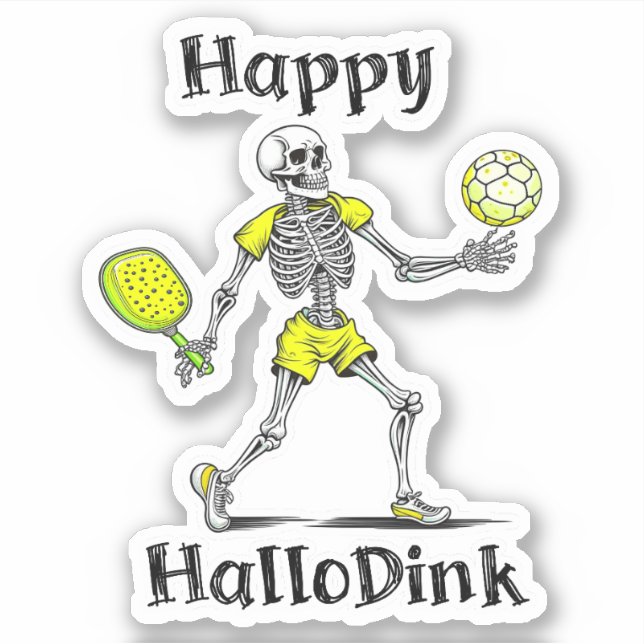 Happy Hallodink | Halloween und Pickleball Pub Aufkleber (Vorderseite)