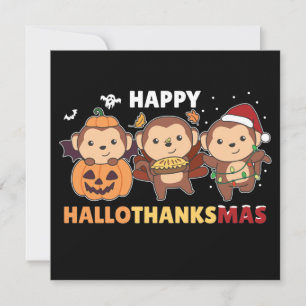 Happy Hallothanksmas Affen Weihnachtsaffe Invi Einladung