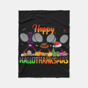 Happy Hallothanksmas Badminton Witch Hat Weihnacht Fleecedecke