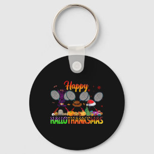 Happy Hallothanksmas Badminton Witch Hat Weihnacht Schlüsselanhänger