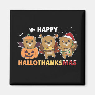 Happy Hallothanksmas Beaver Christmas Beaver Magne Magnet