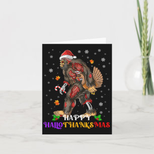 Happy Hallothanksmas Bigfoot Halloween Thanksgivin Karte