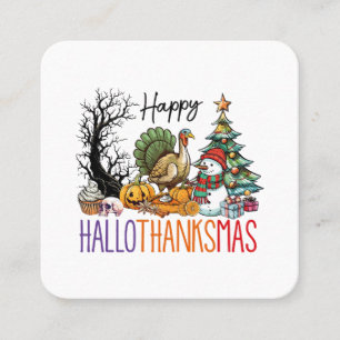 Happy Hallothanksmas Clipart Quadratische Visitenkarte