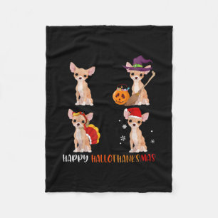 Happy Hallothanksmas Cute Hexe Türkei Santa Fleecedecke