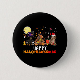Happy Hallothanksmas Dackel Hund Lover Halloween Button
