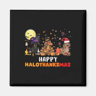 Happy Hallothanksmas Dackel Hund Lover Halloween Magnet