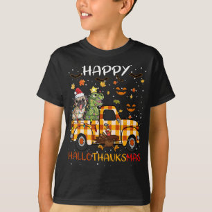 Happy Hallothanksmas Dinosaur Santa Mops Hund Chri T-Shirt