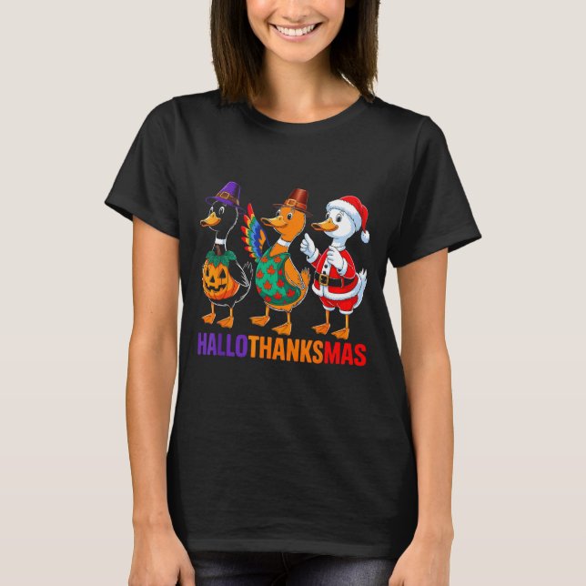 Happy Hallothanksmas Duck Lover Halloween Merry Ch T-Shirt (Vorderseite)