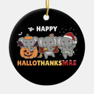 Happy Hallothanksmas Elephant Weihnachtslephant C Keramik Ornament