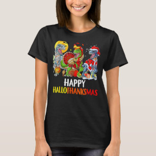 Happy Hallothanksmas Erntedank Dinosaur Rex Tur T-Shirt