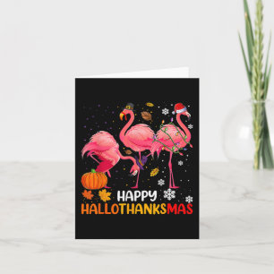 Happy Hallothanksmas Flamingo Karte