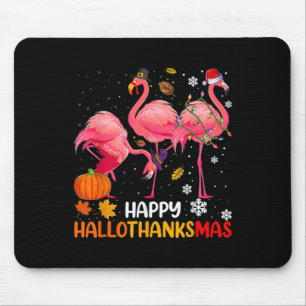Happy Hallothanksmas Flamingo Mousepad