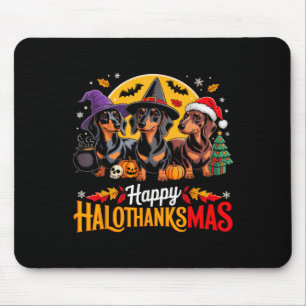 Happy Hallothanksmas Funny Dackel Dog Lover Dog Mousepad